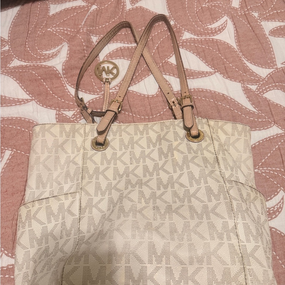 Michael Kors Beige and Cream Tote Bag